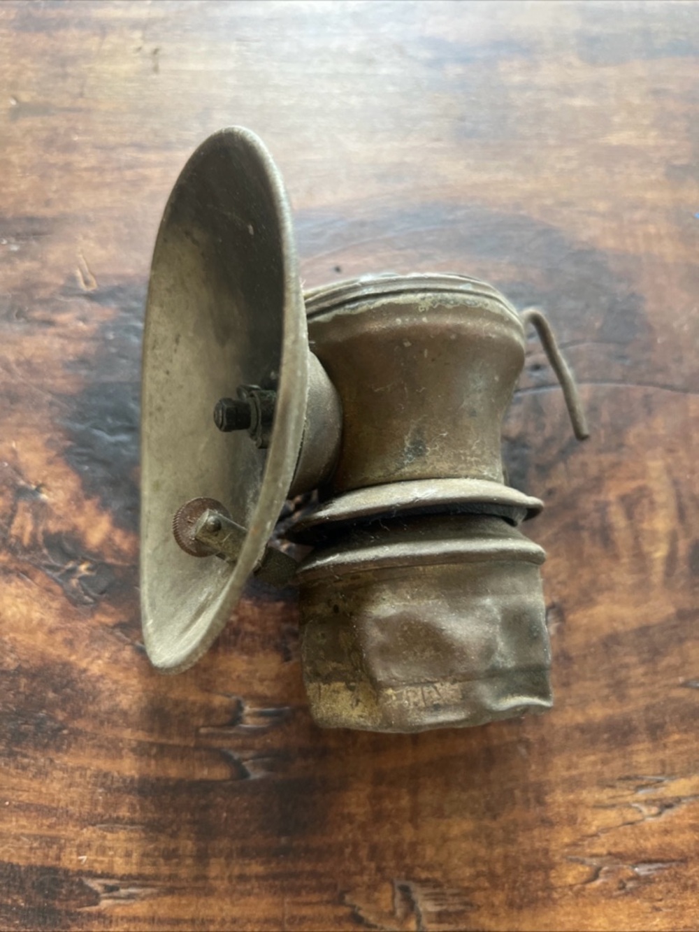 Vintage Antique Brass Miner’s Vertical Head Lamp Mining Collectible from 1900’s